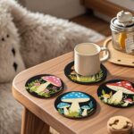 8 PCS 5D Diamond Painting Coasters Kits with Holder, Small Diamond Art Kits for Adults Beginners Diamond Dots Arts and Crafts Gems Supplies Item Mushroom Shaped - Image 5