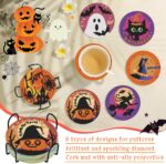 6 PCS 5D Diamond Painting Coasters Kits with Holder, Small Diamond Art Kits for Adults Beginners Diamond Dots Arts and Crafts Gems Supplies Item Halloween Decorations - Image 8
