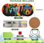 6 PCS Small Diamond Art Coasters Kits, Diamond Painting, Fall Diamond Art Kits for Adults Beginners, Arts and Crafts Item Sets with Holder for Drinks Bruin – Image 2