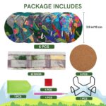 6PCS Elephant Diamond Art Coasters, Small Diamond Painting Kits for Adults Beginners Women, Gem Art Coasters with Holder, Funny Arts Supplies for Home Decor - Image 3