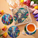6PCS Elephant Diamond Art Coasters, Small Diamond Painting Kits for Adults Beginners Women, Gem Art Coasters with Holder, Funny Arts Supplies for Home Decor - Image 5