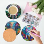 6PCS Elephant Diamond Art Coasters, Small Diamond Painting Kits for Adults Beginners Women, Gem Art Coasters with Holder, Funny Arts Supplies for Home Decor - Image 6