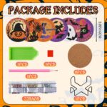 6 PCS 5D Diamond Painting Coasters Kits with Holder, Small Diamond Art Kits for Adults Beginners Diamond Dots Arts and Crafts Gems Supplies Item Halloween Decorations - Image 2