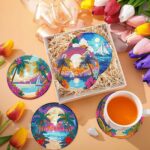 6 PCS Small Diamond Art Coasters Kits, Diamond Painting Coasters, Fall Diamond Art Kits for Adults Beginners, Arts and Crafts Item Sets with Holder for Drinks. Ocean Beach - immagine 6