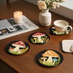 6 PCS 5D Diamond Painting Coasters Kits with Holder, Small Diamond Art Kits for Adults Beginners Diamond Dots Arts and Crafts Gems Supplies Item Mushroom Shaped - Image 5