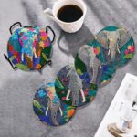 6PCS Elephant Diamond Art Coasters, Small Diamond Painting Kits for Adults Beginners Women, Gem Art Coasters with Holder, Funny Arts Supplies for Home Decor - Image 7