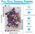 Butterfly Style Diamond Painting Kits for Adults Full Round Drill for Adults Beginner DIY Craft Gifts Home Wall Decoration 11.8x15.7 Inches - Image 7