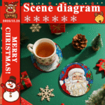 8 Pcs Diamond Art Coasters with Holder for Adults Beginners Diamond Craft for Christmas Birthday Gifts (Santa Claus) - Image 6