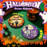 6PCS Halloween Diamond Art Coasters Kits Small Diamond Painting Kits for Adults Beginners Women Gem Art Coasters with Holder Funny Arts Supplies for Halloween Party Trick or Treat — изображение 5