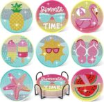 8PCS Beach Diamond Art Coasters Small Diamond Painting Kits for Adults Diamond Dots Round Full Drill Diamond Coasters with Holder Easy Art Crafts for Beginners Women