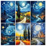 Abstract Style 6PCS Diamond Painting Kits for Adults Full Round Drill for Adults Beginner DIY Craft Gifts Home Wall Decoration 11.8x15.7 Inches