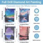Landscape 4PCS Diamond Painting Kits for Adults Full Round Drill for Adults Beginner DIY Craft Gifts Home Wall Decoration 11.8x15.7 Inches – Image 7