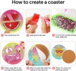 8PCS Beach Diamond Art Coasters Small Diamond Painting Kits for Adults Diamond Dots Round Full Drill Diamond Coasters with Holder Easy Art Crafts for Beginners Women - Gambar 3