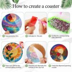 Flower Diamond Art Coasters Set of 8, Small Diamond Painting Kits for Adults Beginners Women, Gem Art Coasters with Holder, Funny Arts Supplies for Home Decor - immagine 3