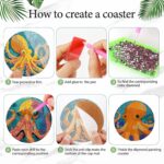 8 Pcs Octopus Diamond Art Coasters Small Diamond Painting Kits for Adults Beginners Women, Gem Art Coasters with Holder, Funny DIY Crafts for Home Decor – Image 3
