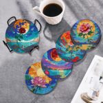 Flower Diamond Art Coasters Set of 8, Small Diamond Painting Kits for Adults Beginners Women, Gem Art Coasters with Holder, Funny Arts Supplies for Home Decor - immagine 4