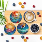 Flower Diamond Art Coasters Set of 6, Small Diamond Painting Kits for Adults Beginners Women, Gem Art Coasters with Holder, Funny Arts Supplies for Home Decor — изображение 4