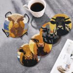 6PCS Cow Diamond Art Coasters, Small Diamond Painting Kits for Adults Beginners Women, Gem Art Coasters with Holder, Funny Arts Supplies for Home Decor - Image 4