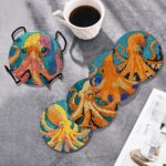 8 Pcs Octopus Diamond Art Coasters Small Diamond Painting Kits for Adults Beginners Women, Gem Art Coasters with Holder, Funny DIY Crafts for Home Decor – Image 6