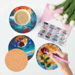 Flower Diamond Art Coasters Set of 6, Small Diamond Painting Kits for Adults Beginners Women, Gem Art Coasters with Holder, Funny Arts Supplies for Home Decor — изображение 7