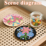 Flowers Diamond Painting Coaster with Holder 5D Diamond Art Kits for Adults Round Full Drill Beginners 6PCS Gem Dots Craft Arts DIY Supplies Party Home Decor - immagine 4