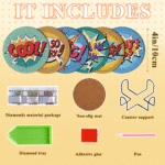 Small Diamond Art Coaster with Holder 5D Diamond Painting Kits for Adults Round Full Drill Beginners Gem Dots Craft Arts DIY Supplies Party Home Decor 6Pack - Image 2