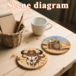 8pcs Diamond Painting Coaster with Holder 5D Diamond Art Kits for Adults Round Full Drill Beginners Gem Dots Craft Arts Supplies Party Home Decor Cowboy - obrazek 5