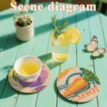 6Pack Diamond Painting Coaster with Holder 5D Diamond Art Kits for Adults Round Full Drill Beginners Gem Dots Craft Arts Supplies Party Home Decor Vegetable - obrazek 6