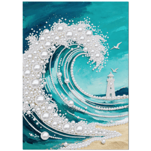ocean wave pearl diamond painting kit | 5d pearl diamond art canvas for adults | dotzso