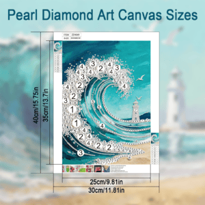 ocean wave pearl diamond painting kit | 5d pearl diamond art canvas for adults | dotzso