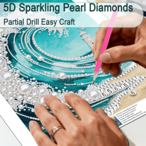 ocean wave pearl diamond painting kit | 5d pearl diamond art canvas for adults | dotzso