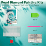 ocean wave pearl diamond painting kit | 5d pearl diamond art canvas for adults | dotzso