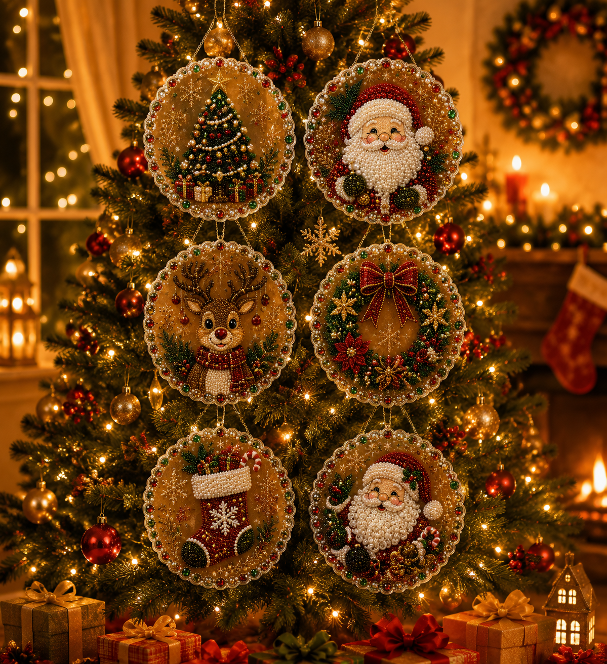 Diamond Painting Ornaments on Christmas Tree