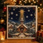 DIY Christmas Kitchen Pearl Diamond Painting Art Kit with Frame | Pearl Beads Diamond Art Kits for Adults Beginner, Gemstone Diamond Dots Craft for Home Wall Decor