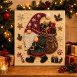 DIY Christmas Kitchen Pearl Diamond Painting Art Kit with Frame | Pearl Beads Diamond Art Kits for Adults Beginner, Gemstone Diamond Dots Craft for Home Wall Decor