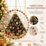 christmas pearl diamond painting suncatcher kit, acrylic diy diamond and pearl art painting, christmas diamond painting hanging pendant, 3d mixed sized pearl beads craft