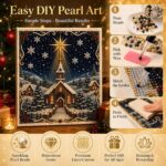 DIY Christmas Kitchen Pearl Diamond Painting Art Kit with Frame | Pearl Beads Diamond Art Kits for Adults Beginner, Gemstone Diamond Dots Craft for Home Wall Decor - Image 3