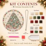 christmas pearl diamond painting suncatcher kit, acrylic diy diamond and pearl art painting, christmas diamond painting hanging pendant, 3d mixed sized pearl beads craft