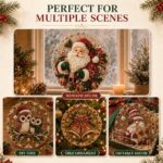 christmas pearl diamond painting suncatcher kit, acrylic diy diamond and pearl art painting, christmas diamond painting hanging pendant, 3d mixed sized pearl beads craft