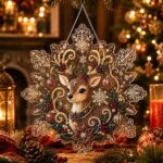 christmas pearl diamond painting suncatcher kit, diy craft | pre assembled metal chain, acrylic snowflake shape board with lace edge, 3d mixed sized pearl beads craft