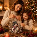 christmas pearl diamond painting suncatcher kit, diy craft | pre assembled metal chain, acrylic snowflake shape board with lace edge, 3d mixed sized pearl beads craft