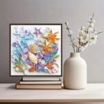 shell starfish diamond art kits for adults,diy specail shape diamond painting kit for adult beginners, 5d diamond painting crystal rhinestones art, home wall decor