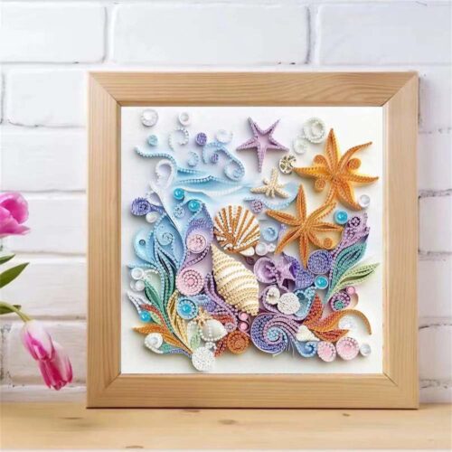 shell starfish diamond art kits for adults,diy specail shape diamond painting kit for adult beginners, 5d diamond painting crystal rhinestones art, home wall decor