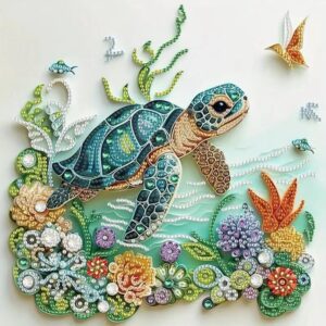 sea turtle animal special shape diamond art kits for adults,5d diamond painting kits for beginner,diy diamond crystal rhinestones painting kits for home wall decor gift