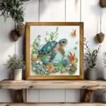sea turtle animal special shape diamond art kits for adults,5d diamond painting kits for beginner,diy diamond crystal rhinestones painting kits for home wall decor gift