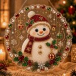 christmas pearl diamond painting suncatcher kit, acrylic diy diamond and pearl art painting, christmas diamond painting hanging pendant, 3d mixed sized pearl beads craft