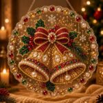 christmas pearl diamond painting suncatcher kit, acrylic diy diamond and pearl art painting, christmas diamond painting hanging pendant, 3d mixed sized pearl beads craft