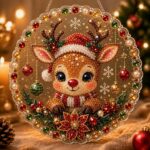 christmas pearl diamond painting suncatcher kit, acrylic diy diamond and pearl art painting, christmas diamond painting hanging pendant, 3d mixed sized pearl beads craft