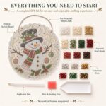 christmas pearl diamond painting suncatcher kit, diy craft pre assembled metal chain, acrylic round board with lace edge, 3d mixed sized pearl beads craft, festive window wall decor