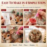 christmas pearl diamond painting suncatcher kit, diy craft pre assembled metal chain, acrylic round board with lace edge, 3d mixed sized pearl beads craft, festive window wall decor